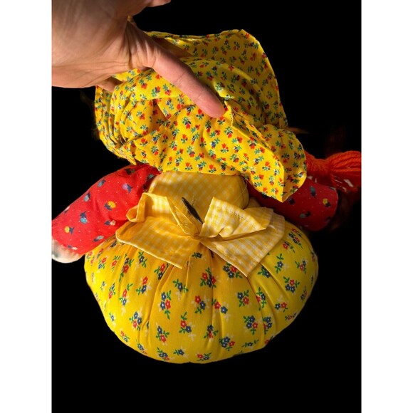 VTG Handmade Nylon Pillow Bottom Musical Red Head DOLL 11.5” dress -Scarf - Picture 2 of 8